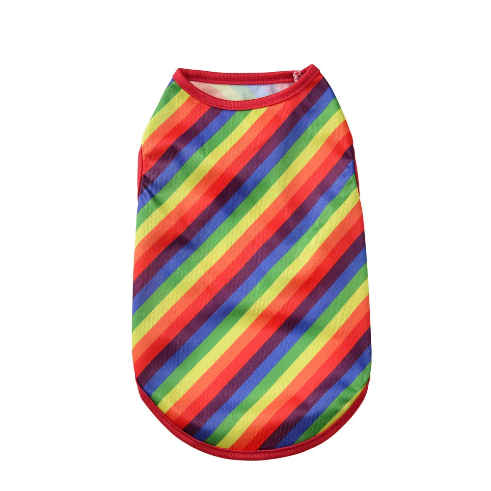 Rainbow Print Summer Dog Shirt – Breathable Vest for Small & Medium Pets (XS–XL)
