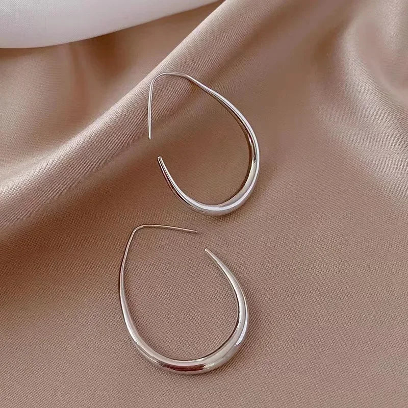 Geometric Big Hoop Earrings – Stainless Steel, Oval Design for Women