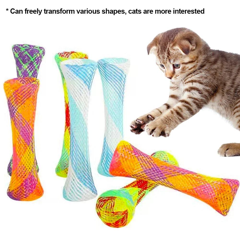 10Pcs Colorful Cat Spring Toys – Bouncing & Interactive Coil Tubes for Pets