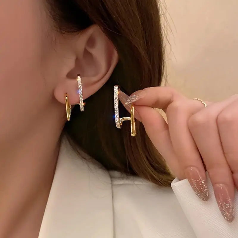 Korean Crystal Heart Earrings