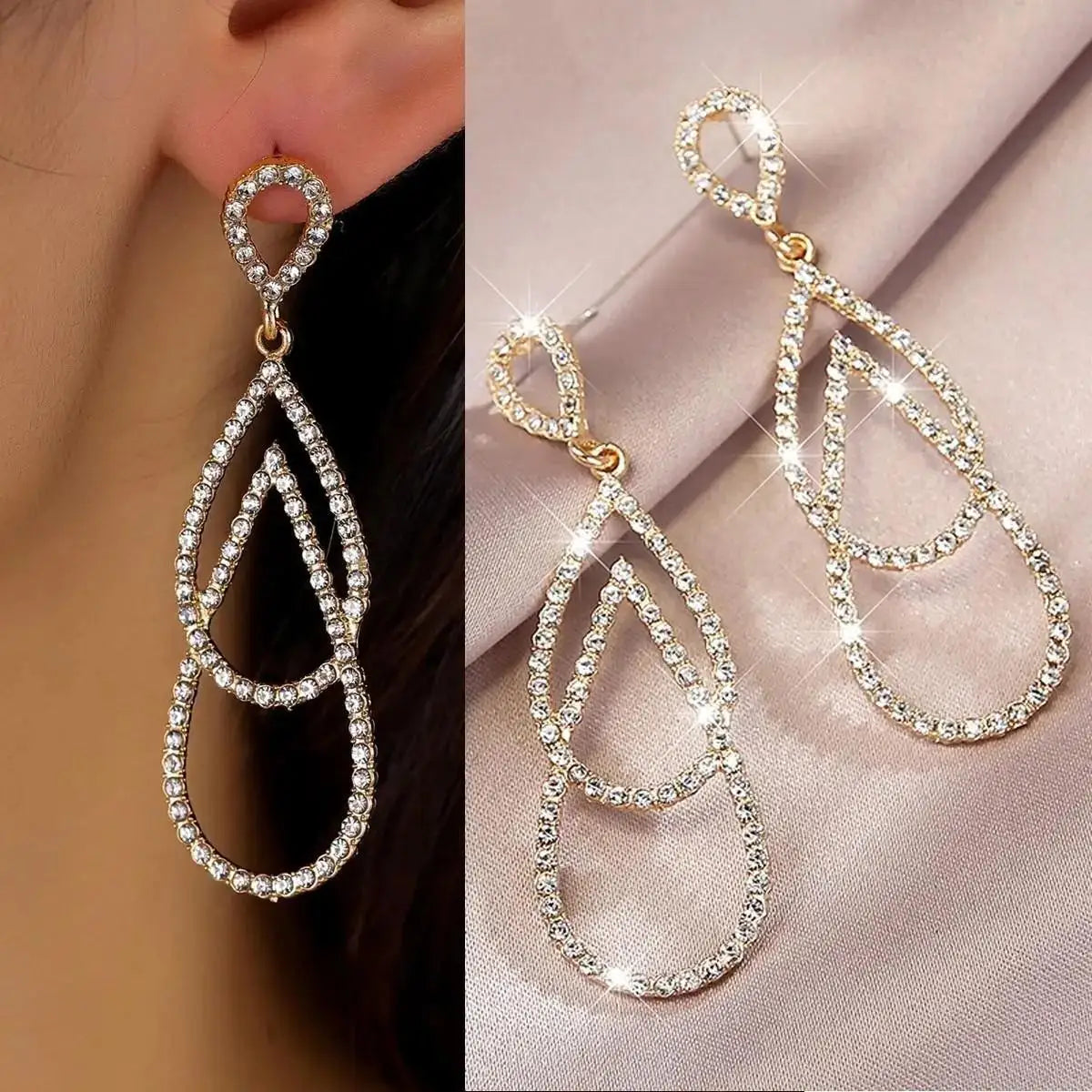Korean Crystal Heart Earrings