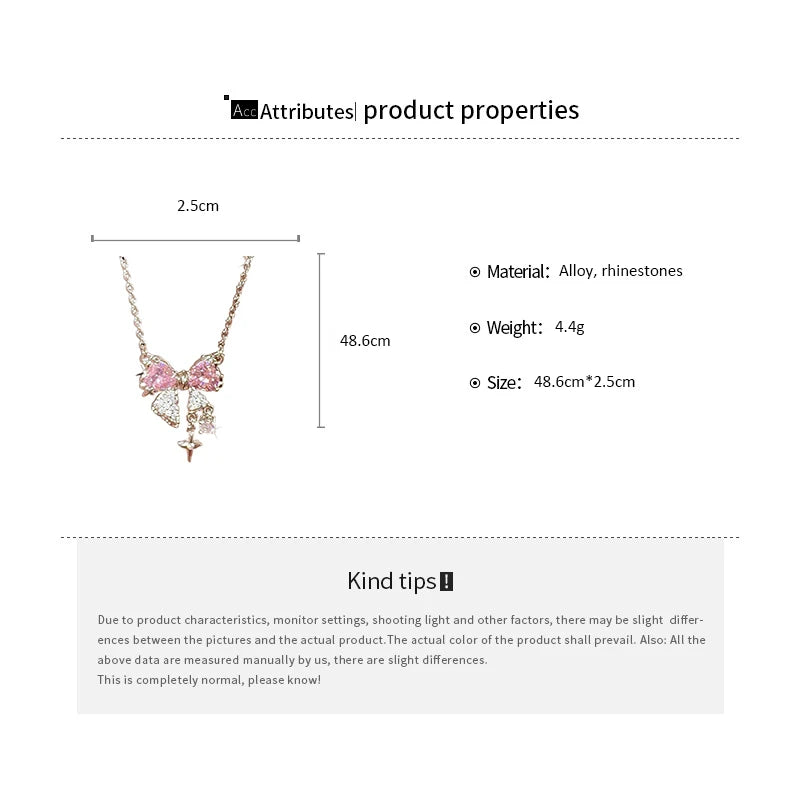 Pink Bow Star Necklace