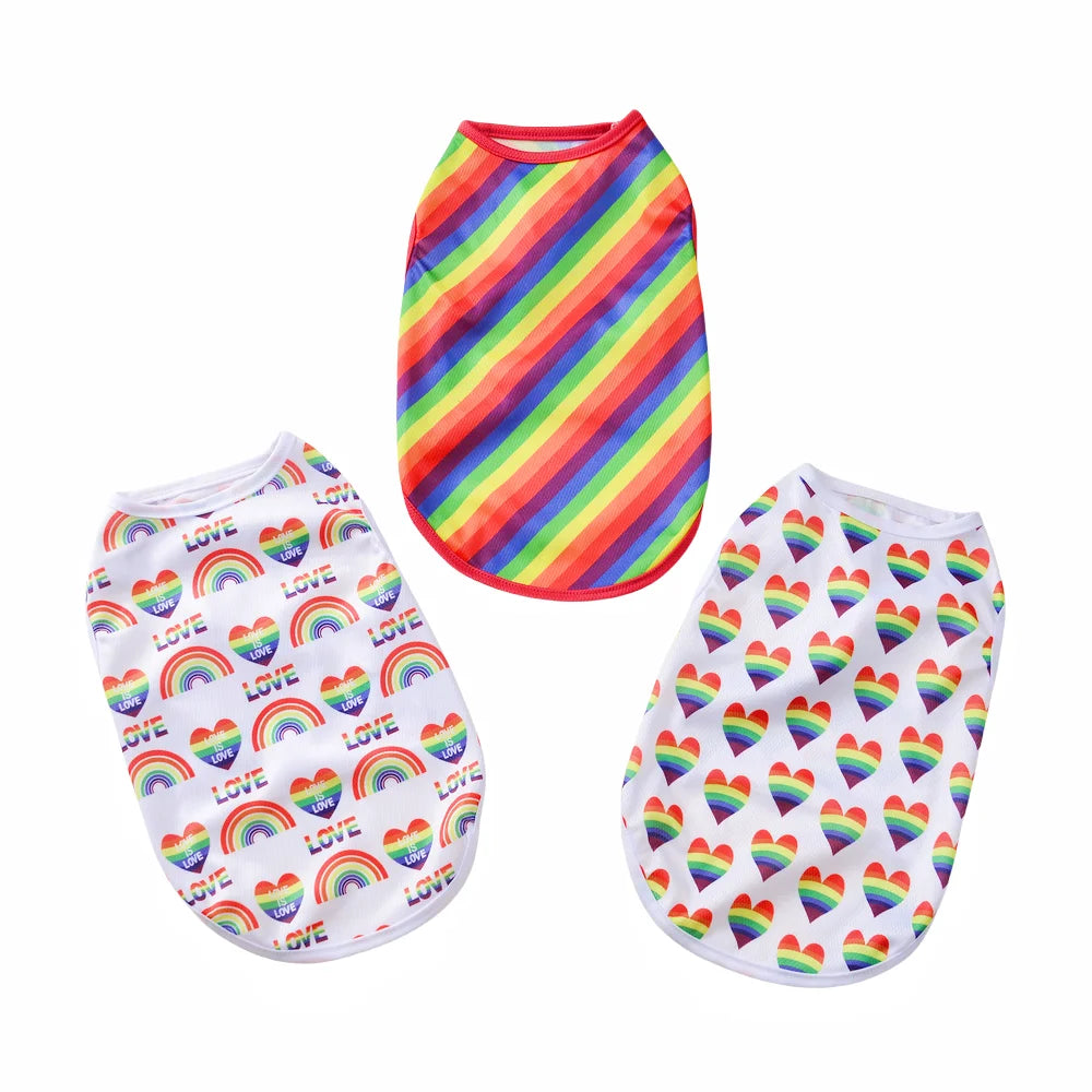 Rainbow Print Summer Dog Shirt – Breathable Vest for Small & Medium Pets (XS–XL)