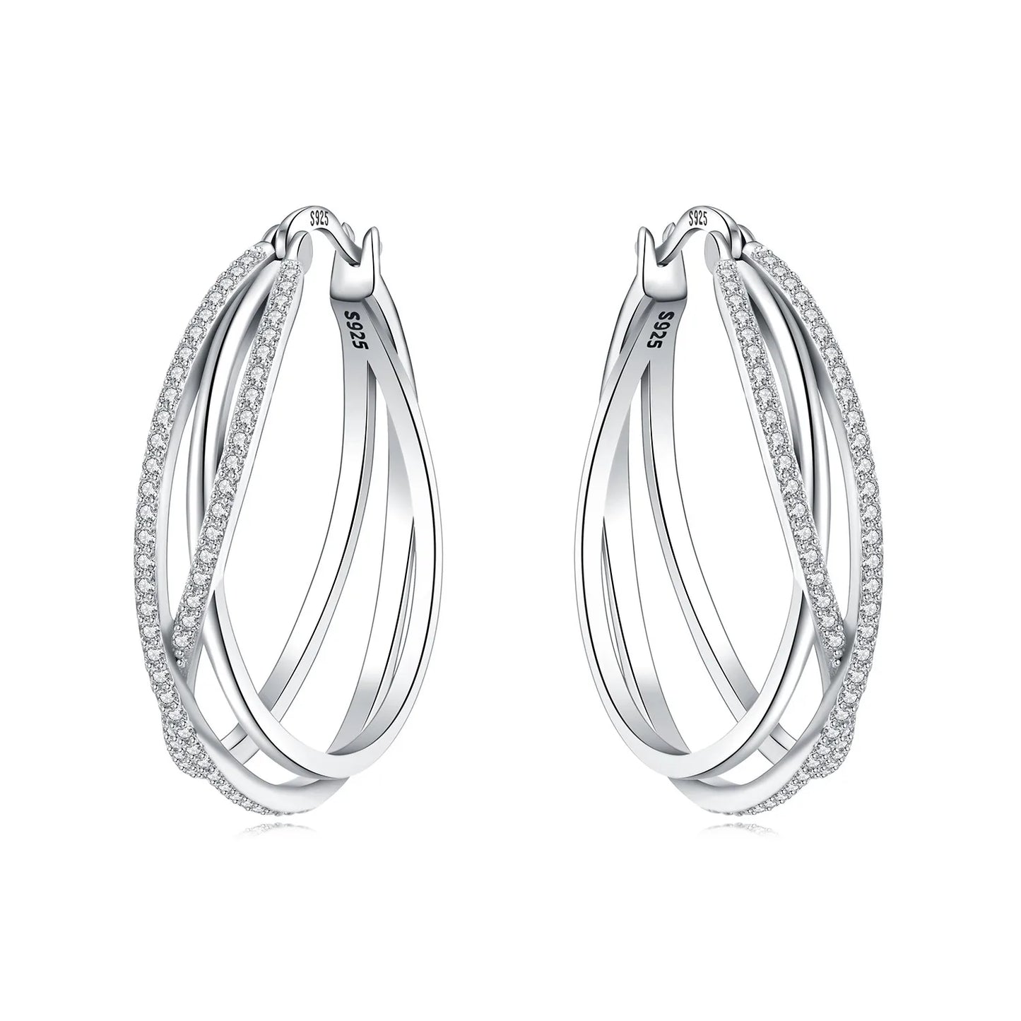 925 Sterling Silver Multi-Layer Hoop Earrings – Fine Jewelry for Women