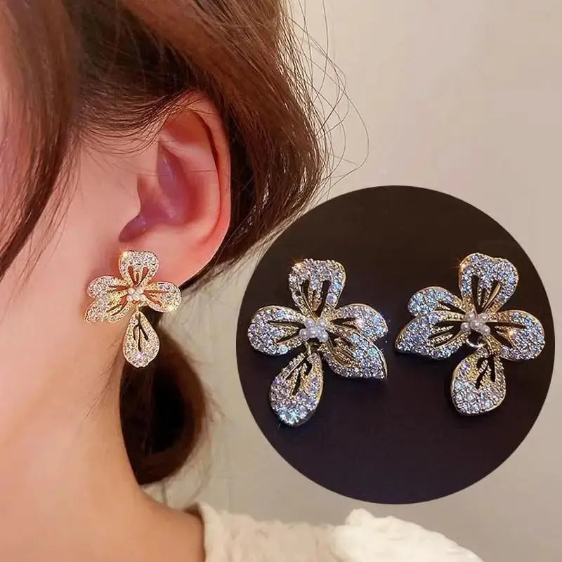 Korean Crystal Heart Earrings