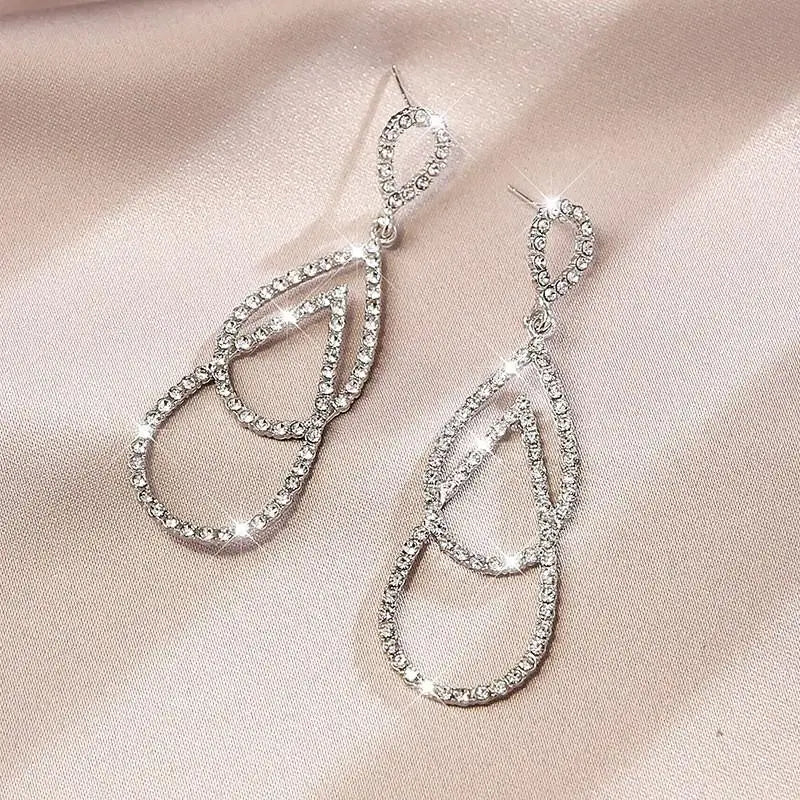Korean Crystal Heart Earrings
