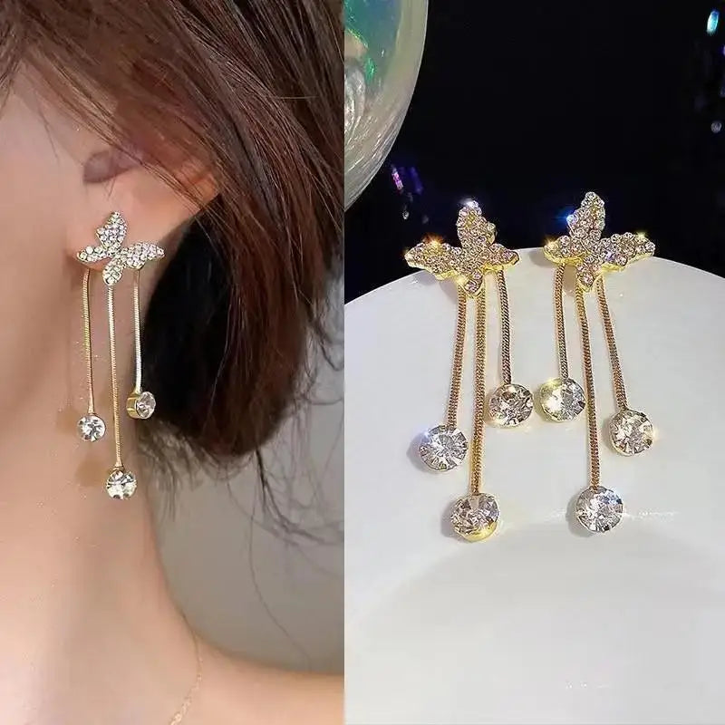 Korean Crystal Heart Earrings