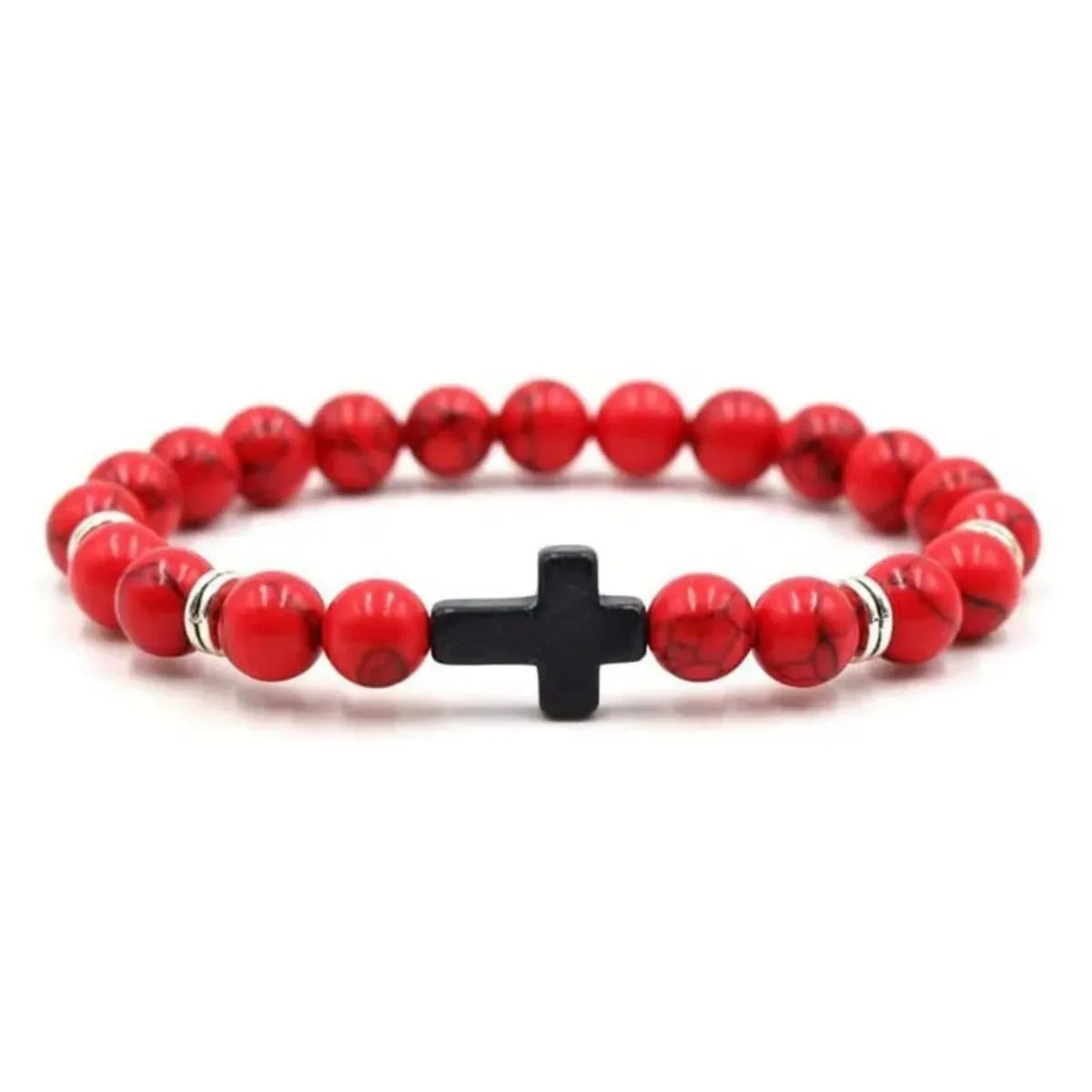 Natural Stone Cross Bracelet