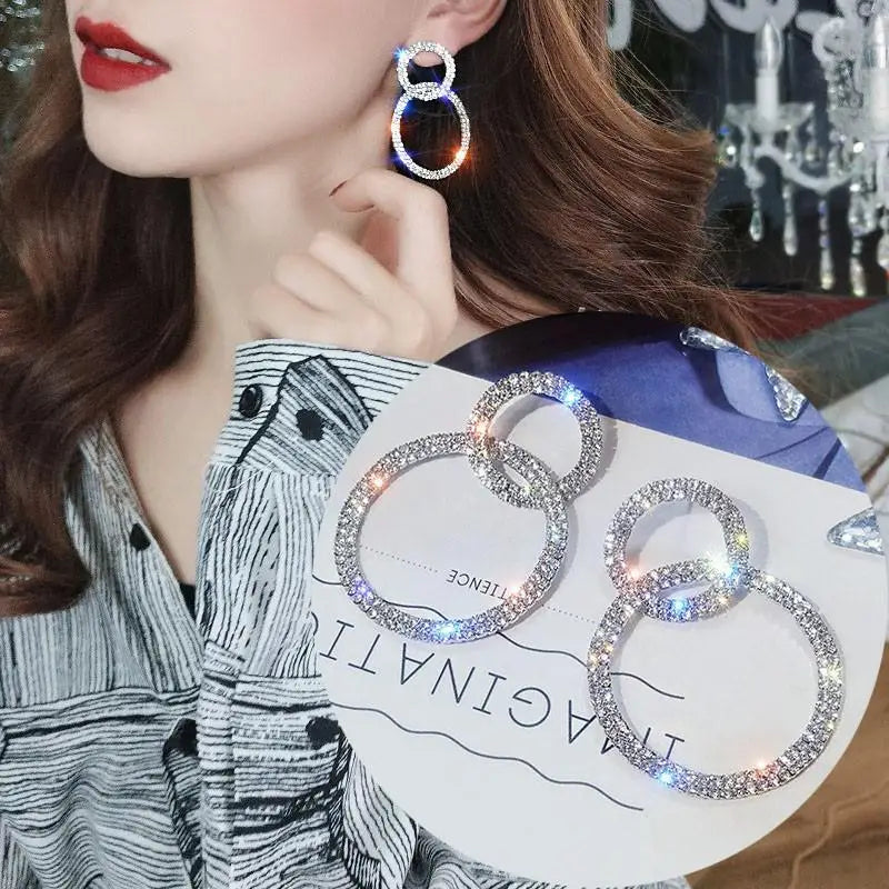 Korean Crystal Heart Earrings