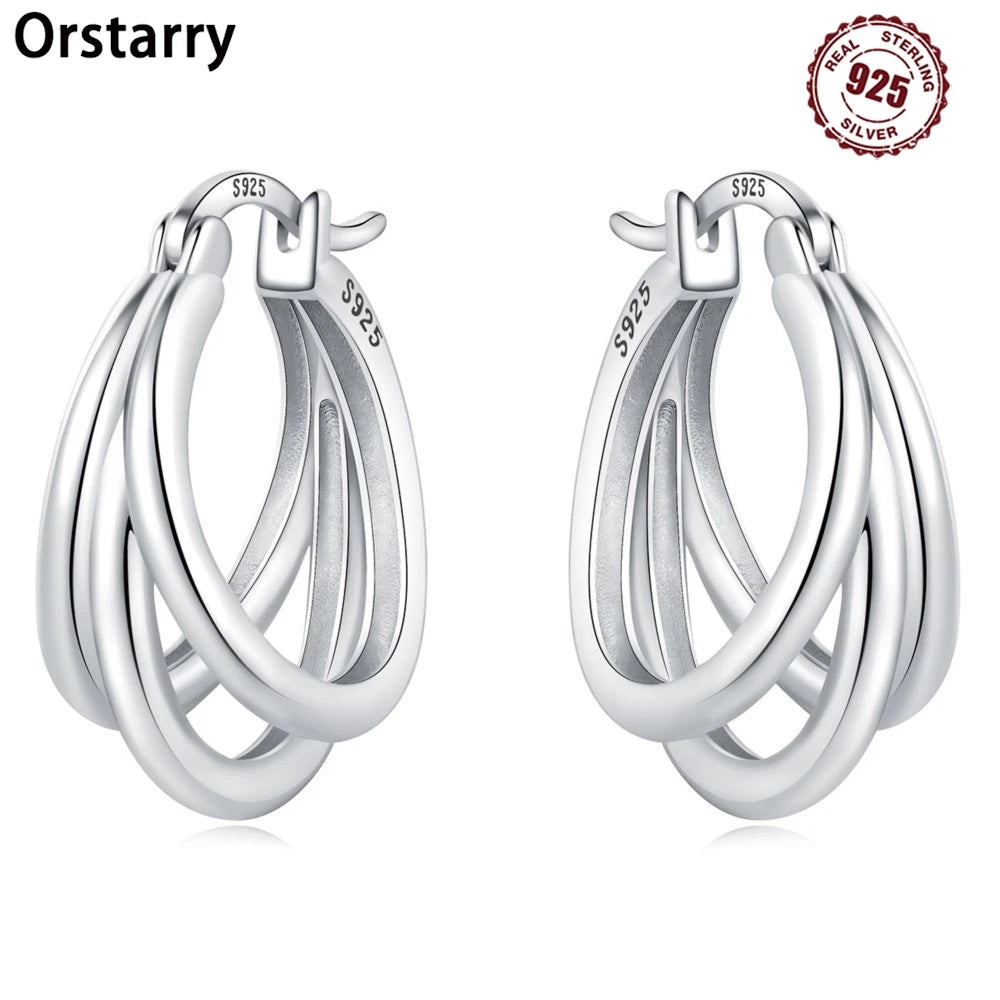 925 Sterling Silver Multi-Layer Hoop Earrings – Fine Jewelry for Women