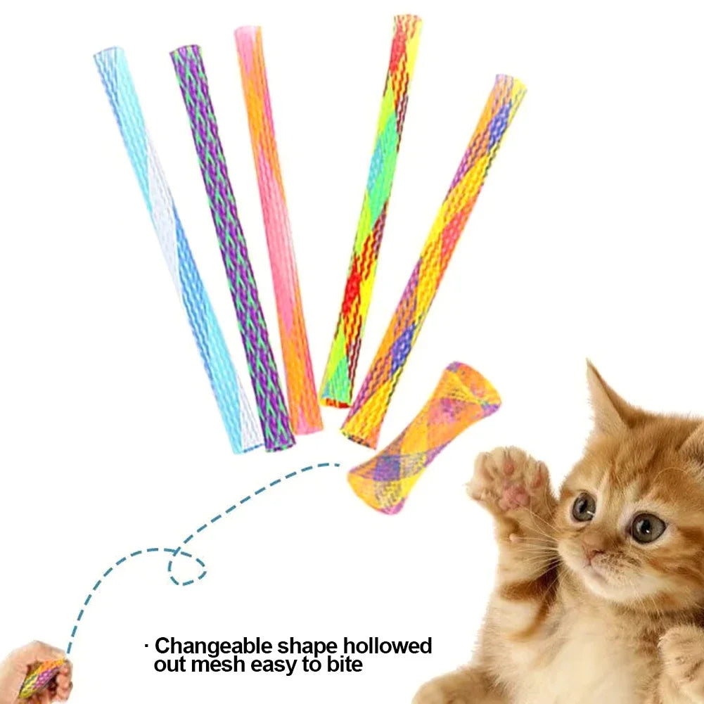 10Pcs Colorful Cat Spring Toys – Bouncing & Interactive Coil Tubes for Pets