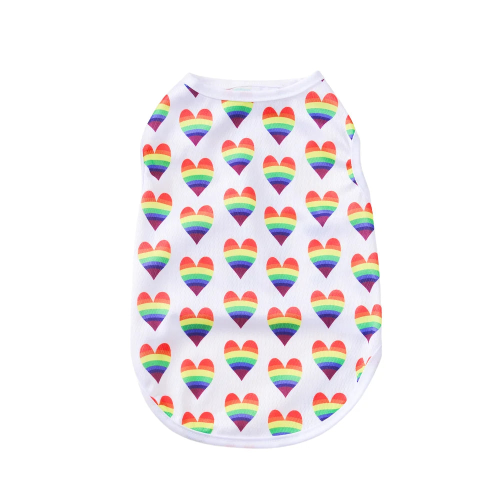 Rainbow Print Summer Dog Shirt – Breathable Vest for Small & Medium Pets (XS–XL)