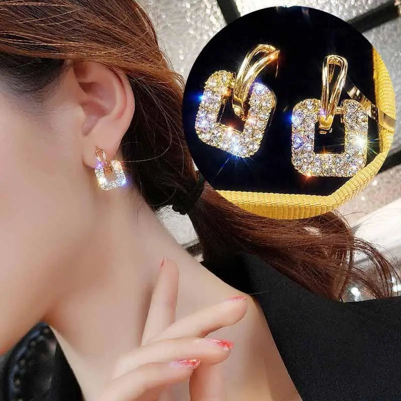 Korean Crystal Heart Earrings