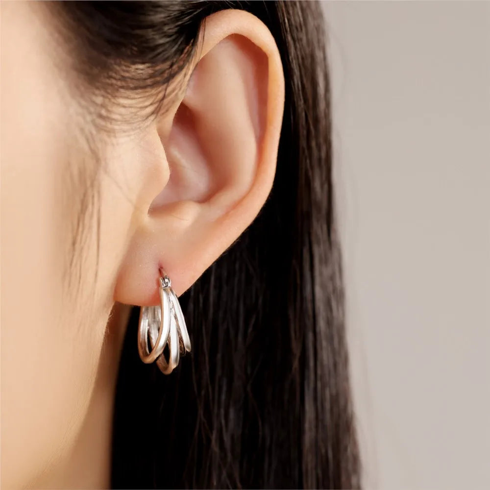 925 Sterling Silver Multi-Layer Hoop Earrings – Fine Jewelry for Women