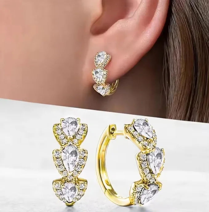 925 Sterling Silver Hoop Earrings – Blue Zirconia, Elegant Party Jewelry