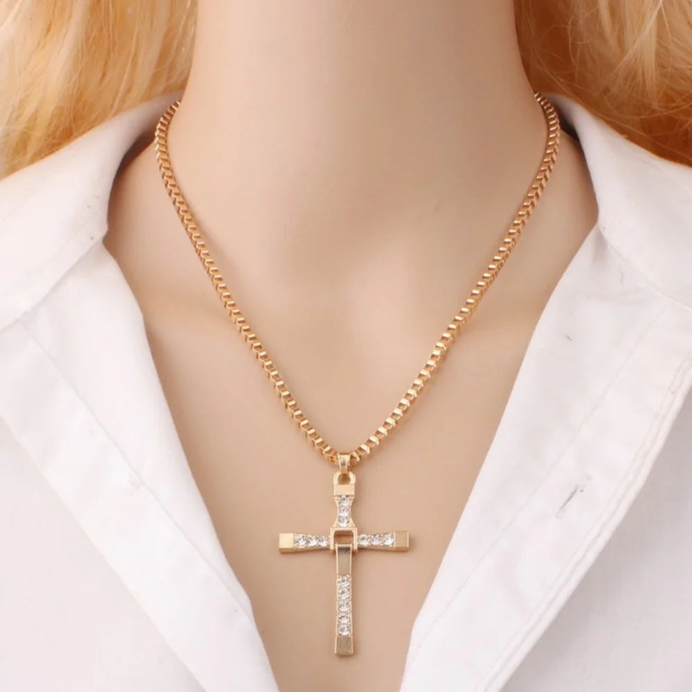Crystal Jesus Cross Necklace