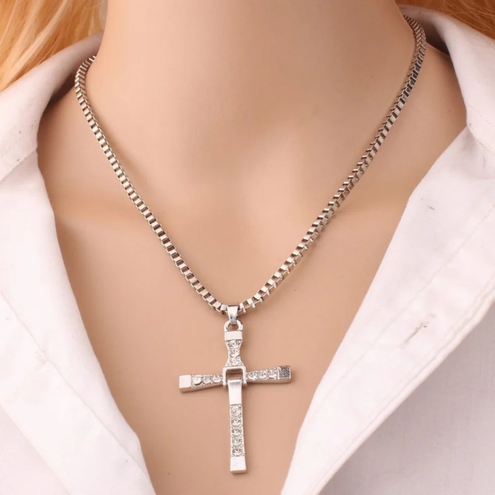 Crystal Jesus Cross Necklace