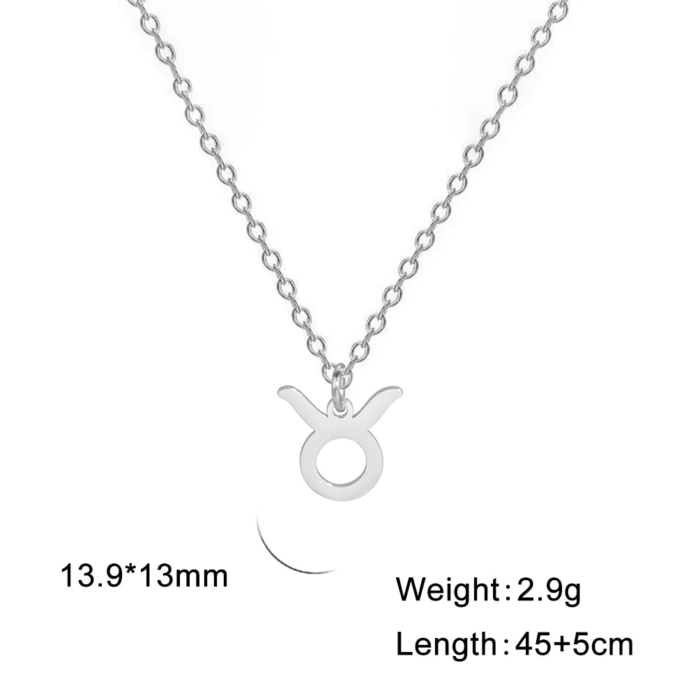 Zodiac Sign Stainless Steel or Gold Plated Pendant Necklace