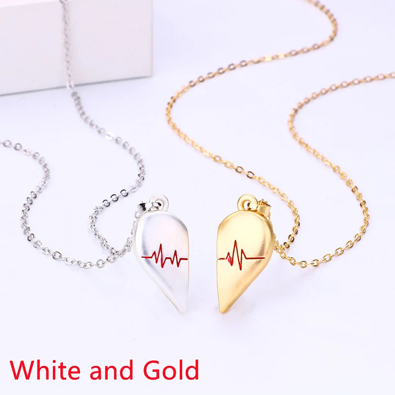 Magnetic Heartbeat Couple Necklace