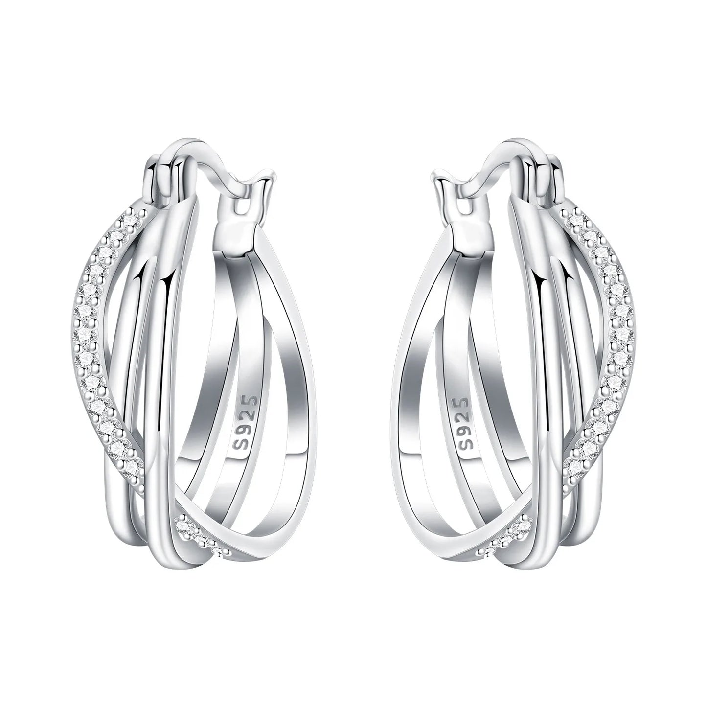 925 Sterling Silver Multi-Layer Hoop Earrings – Fine Jewelry for Women