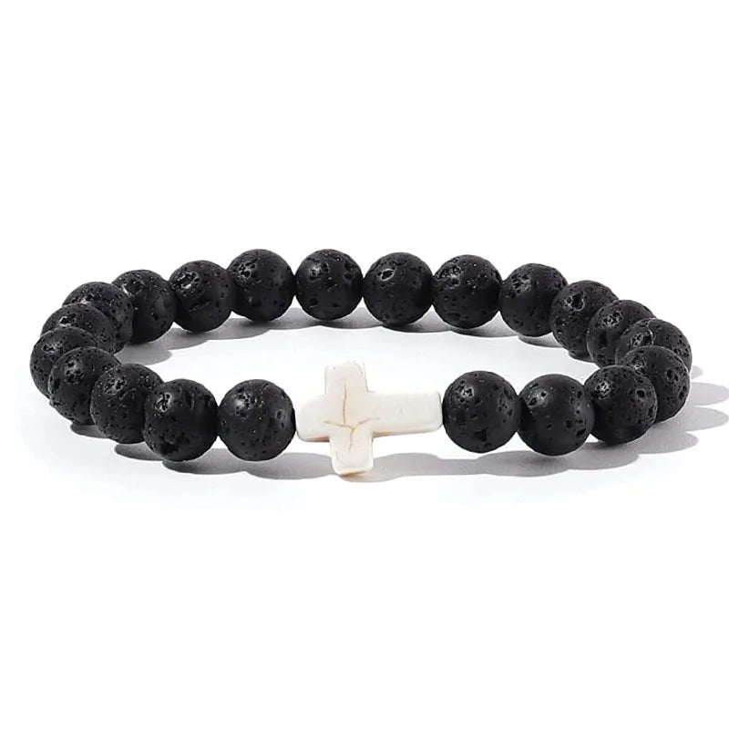 Natural Stone Cross Bracelet