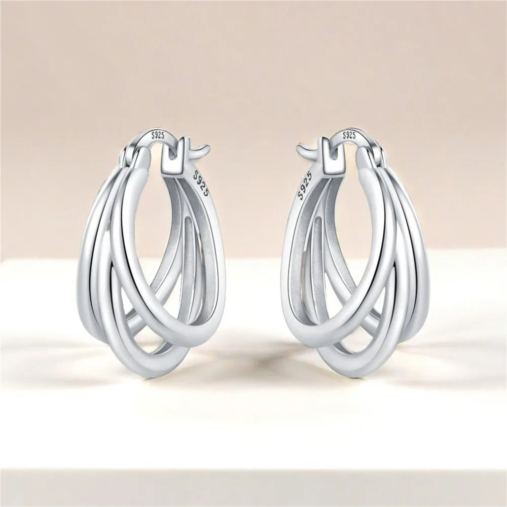 925 Sterling Silver Multi-Layer Hoop Earrings – Fine Jewelry for Women