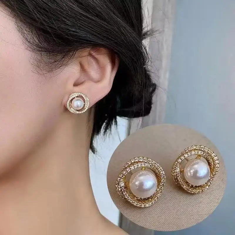 Korean Crystal Heart Earrings