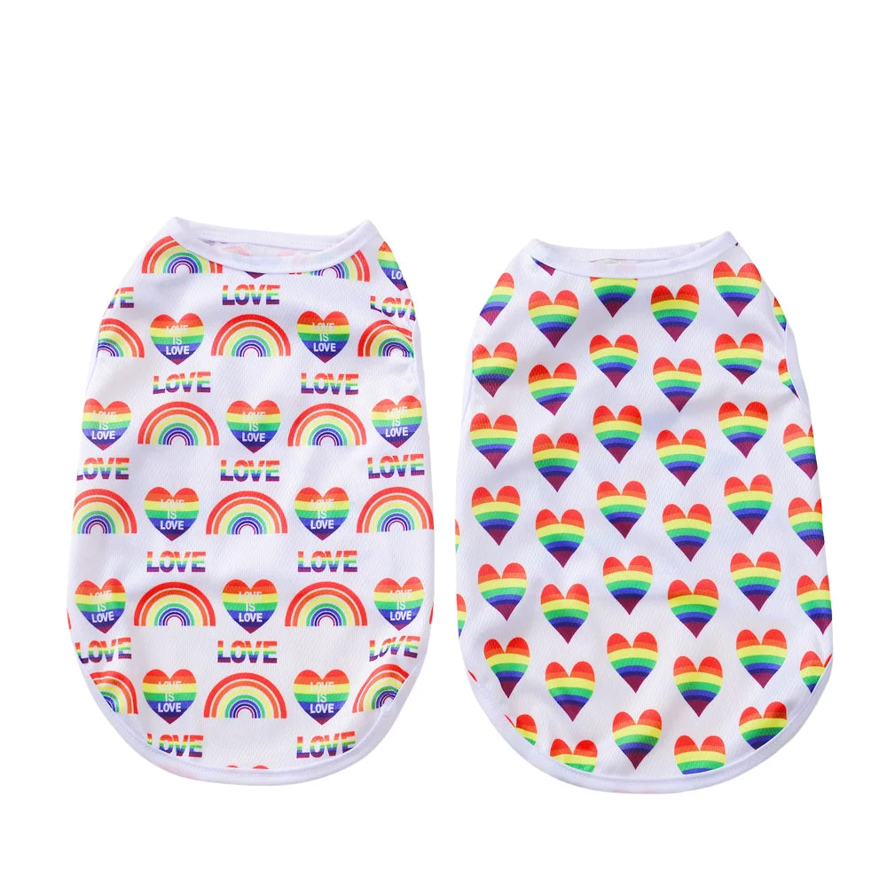 Rainbow Print Summer Dog Shirt – Breathable Vest for Small & Medium Pets (XS–XL)