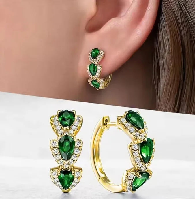 925 Sterling Silver Hoop Earrings – Blue Zirconia, Elegant Party Jewelry