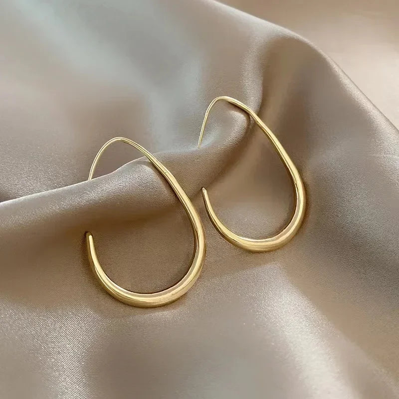Geometric Big Hoop Earrings – Stainless Steel, Oval Design for Women