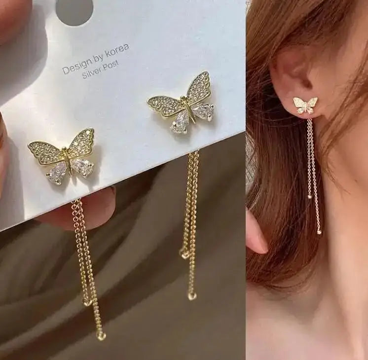 Korean Crystal Heart Earrings