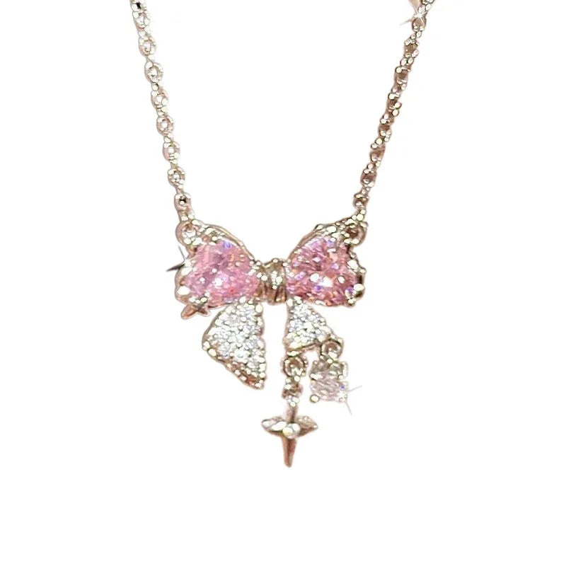 Pink Bow Star Necklace