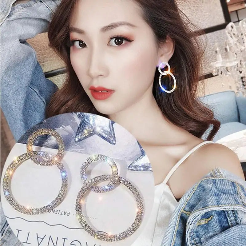 Korean Crystal Heart Earrings