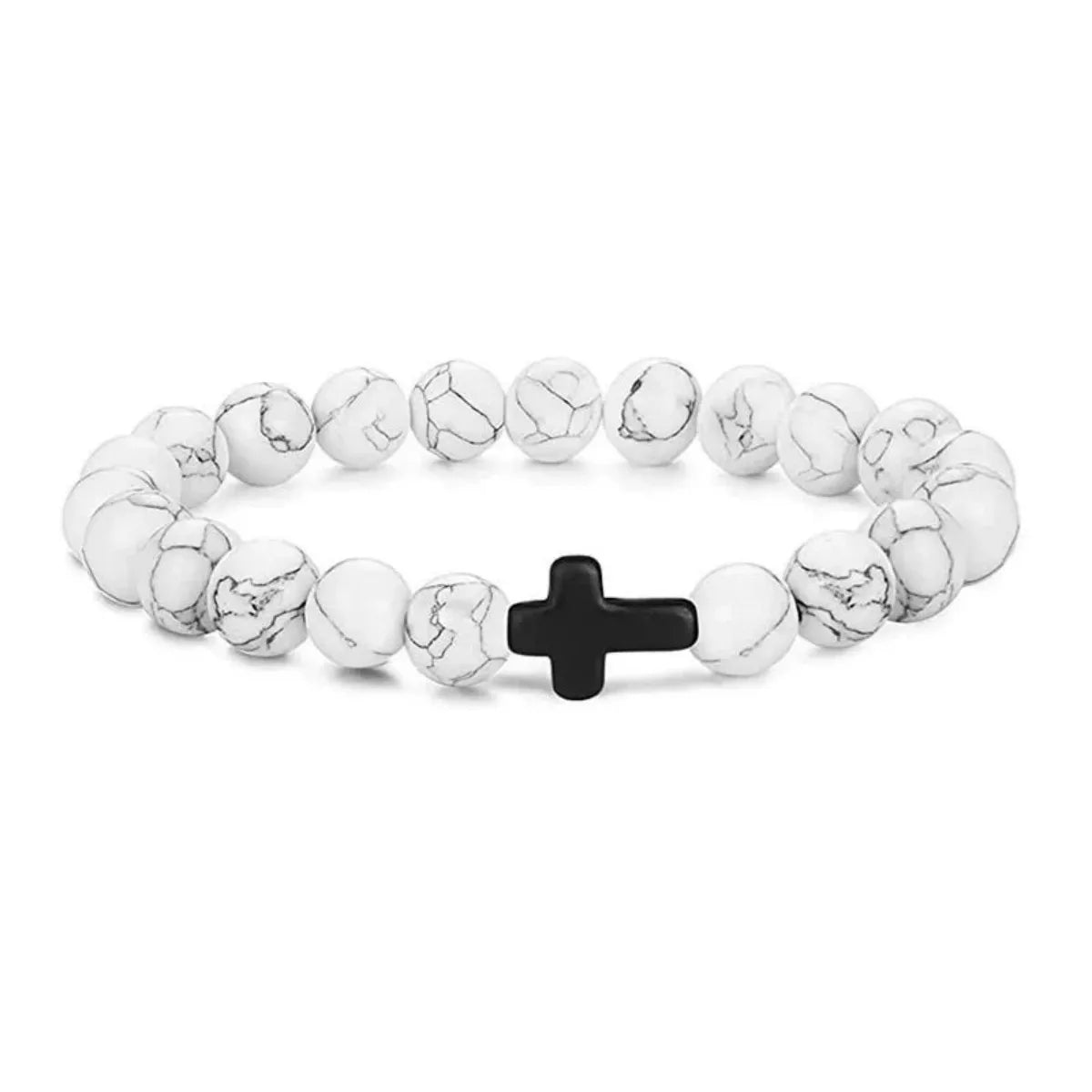Natural Stone Cross Bracelet