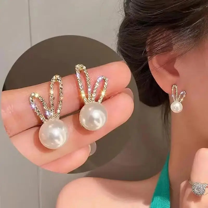 Korean Crystal Heart Earrings