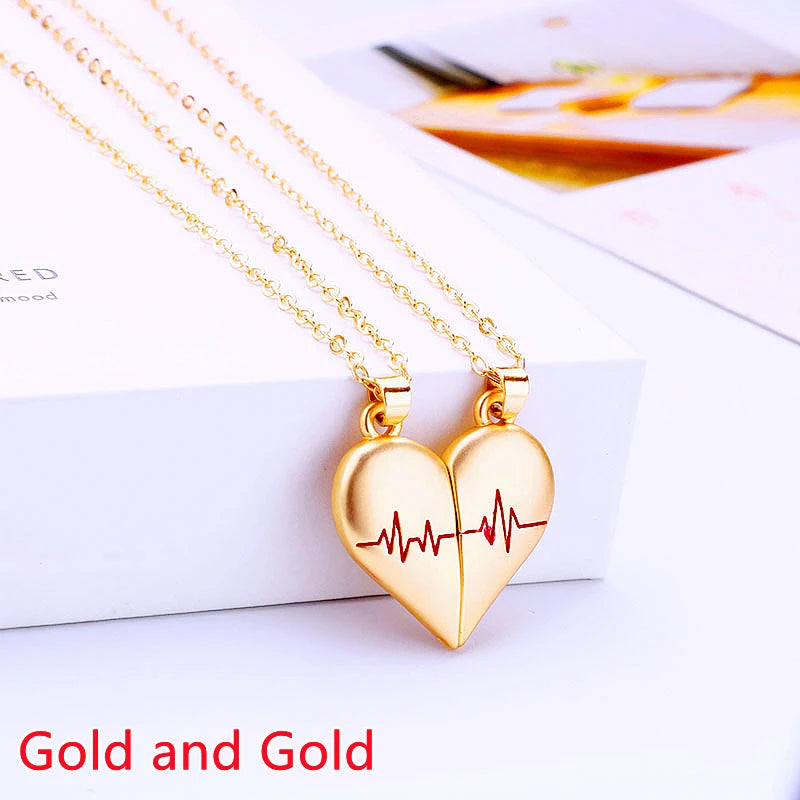 Magnetic Heartbeat Couple Necklace