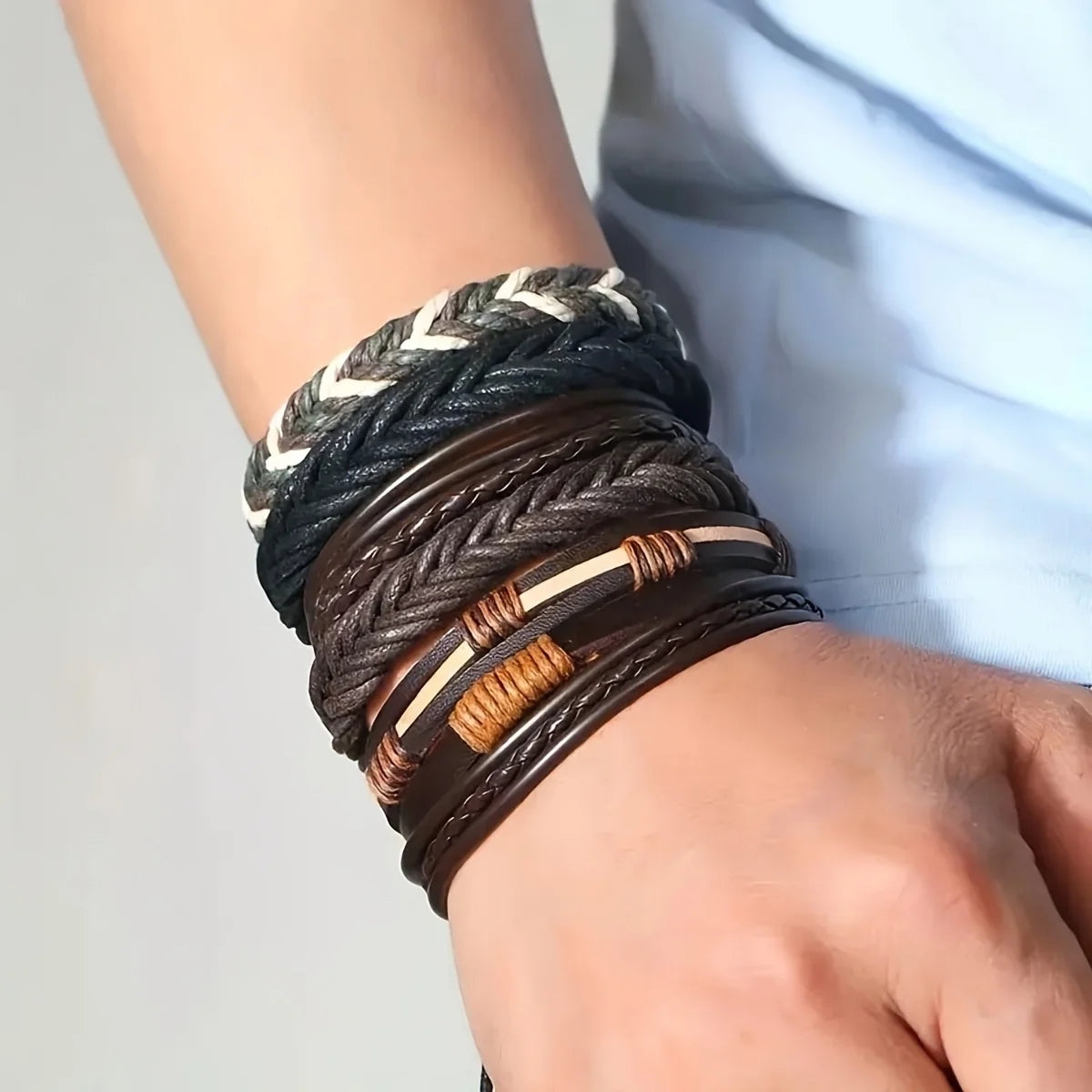 Tribal Leather Bracelet Set