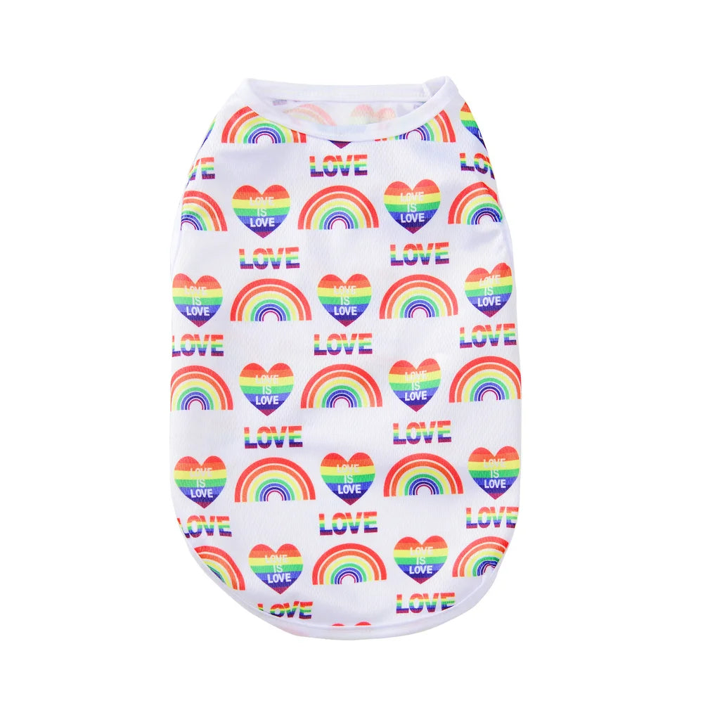 Rainbow Print Summer Dog Shirt – Breathable Vest for Small & Medium Pets (XS–XL)