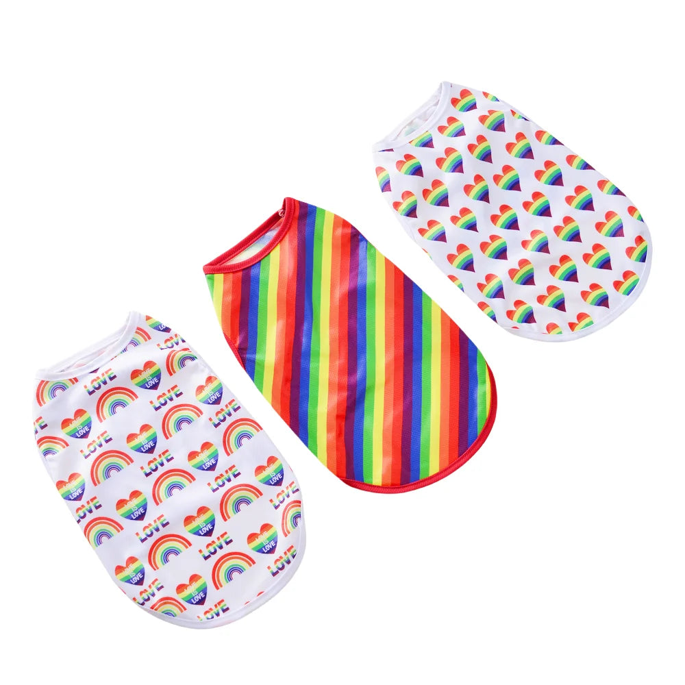 Rainbow Print Summer Dog Shirt – Breathable Vest for Small & Medium Pets (XS–XL)