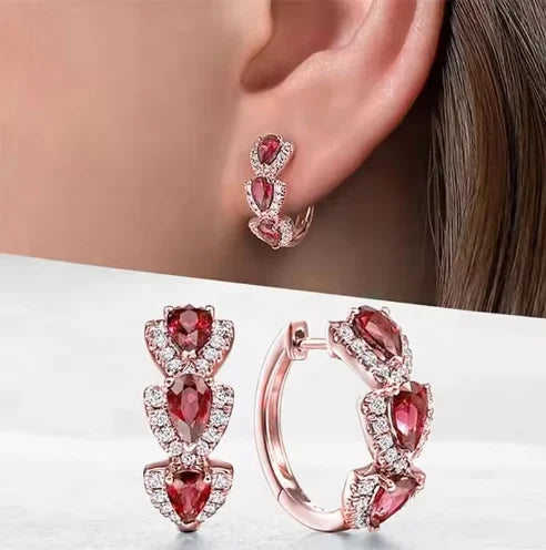 925 Sterling Silver Hoop Earrings – Blue Zirconia, Elegant Party Jewelry