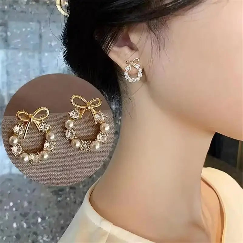 Korean Crystal Heart Earrings