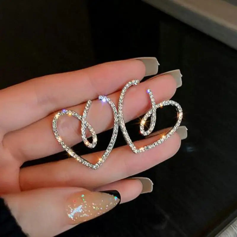 Korean Crystal Heart Earrings