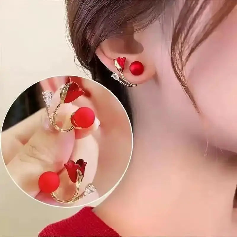 Korean Crystal Heart Earrings