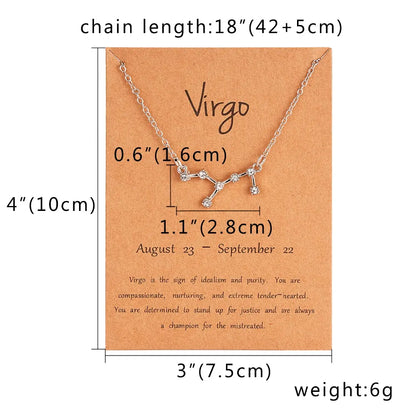 Zodiac Sign Constellation Pendant Choker Charm Necklace