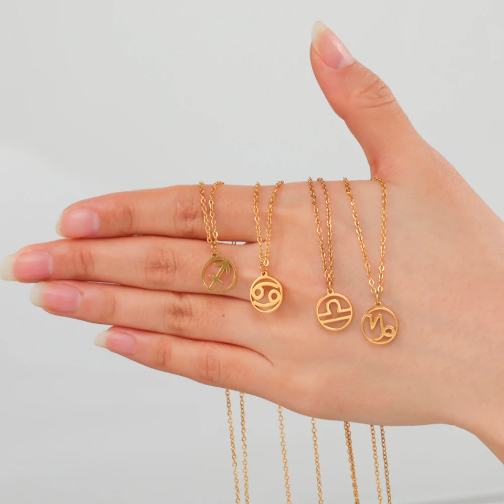 Zodiac Pendant Stainless Steel Necklace