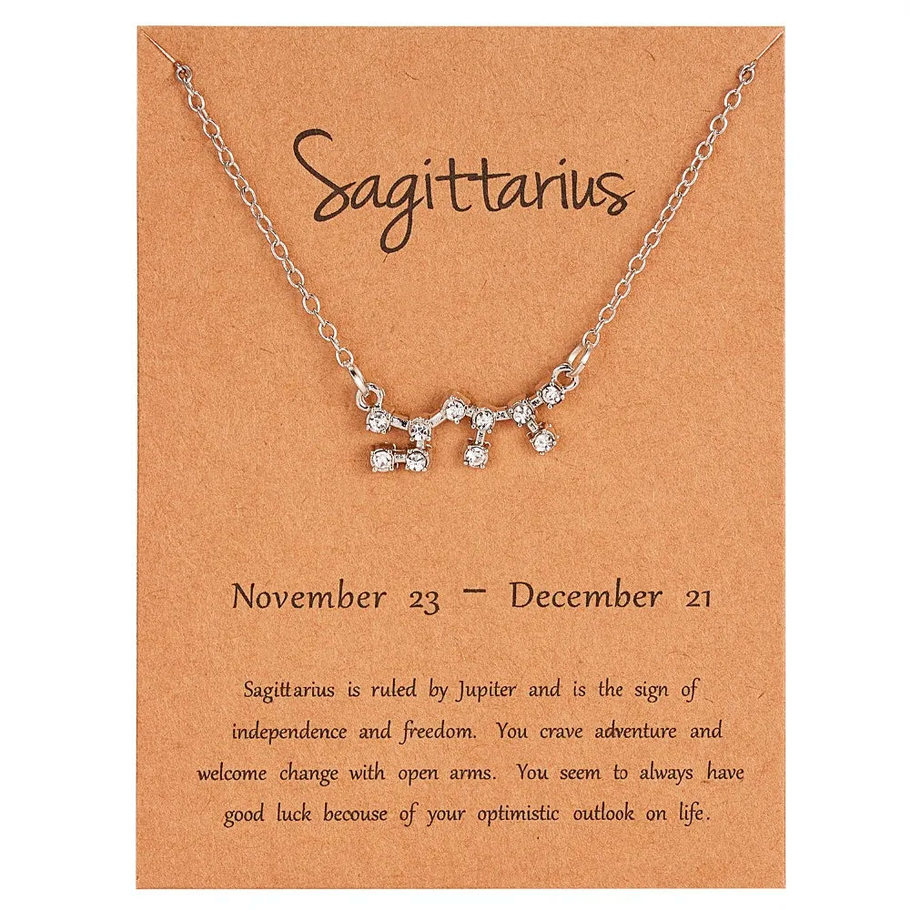 Zodiac Sign Constellation Pendant Choker Charm Necklace