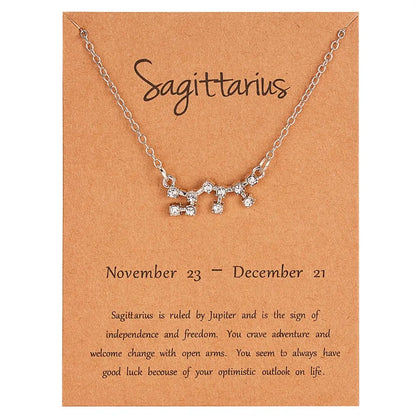 Zodiac Sign Constellation Pendant Choker Charm Necklace