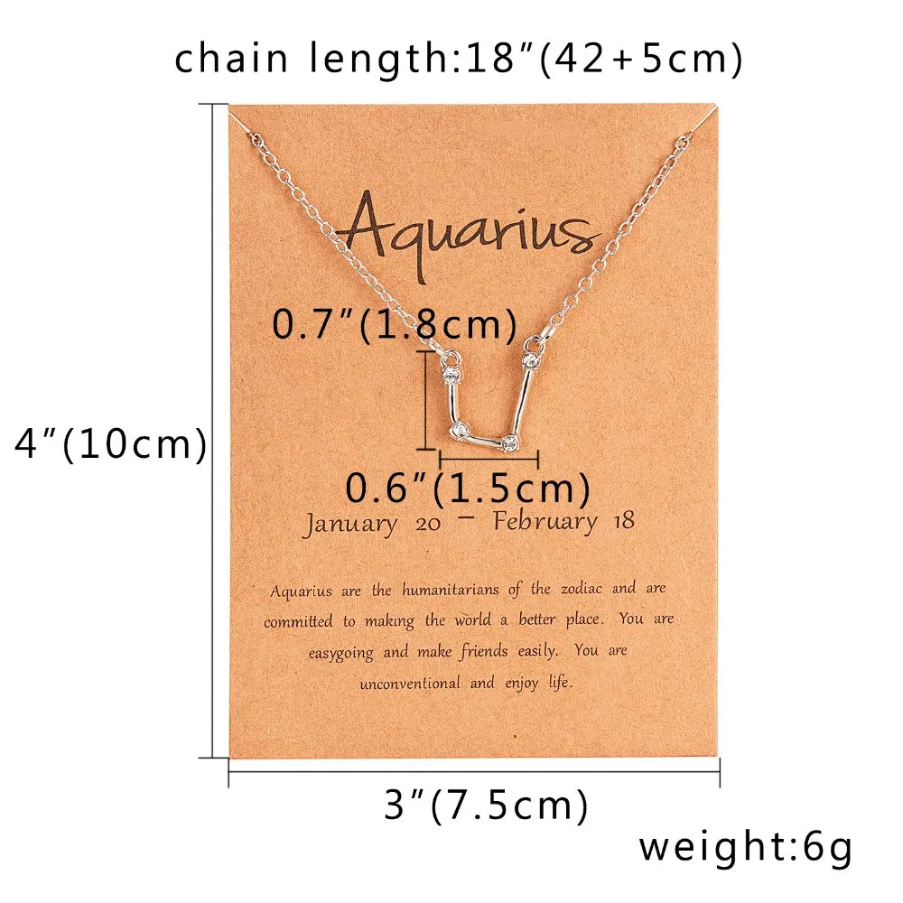 Zodiac Sign Constellation Pendant Choker Charm Necklace