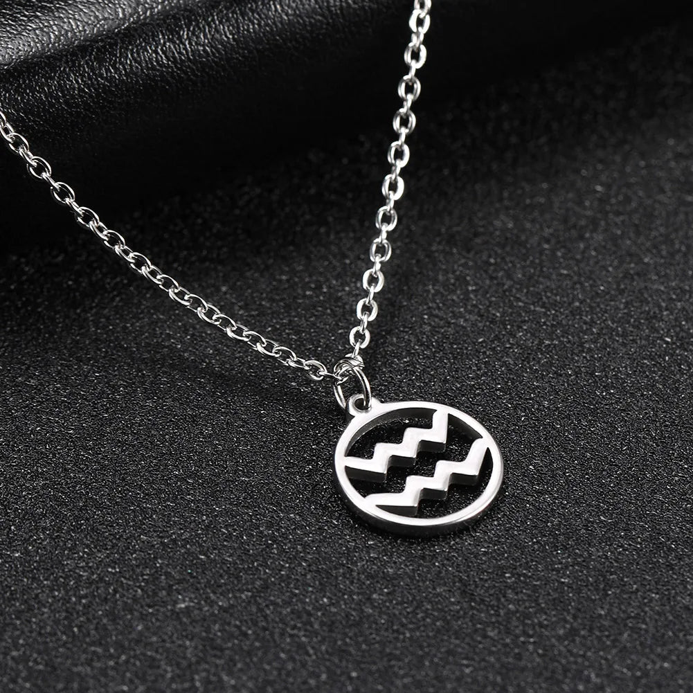 Zodiac Pendant Stainless Steel Necklace