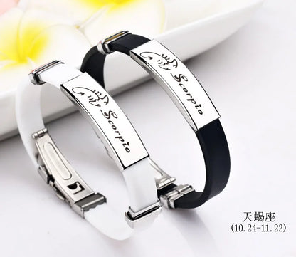Constellations Sign Rubber Personalized Zodiac Sign Cuff Bracelets